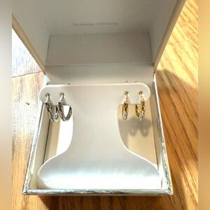 NWT 2 Chrystina Hoop Earrings ,1 Gold
1 Silver